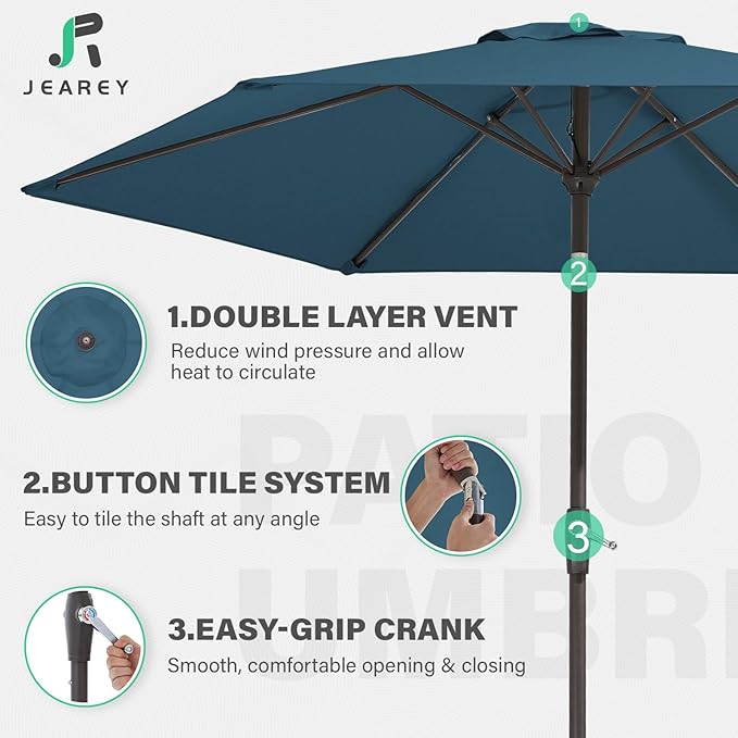 JEAREY 7.5FT Patio Umbrella Outdoor Market Umbrella - Image 3