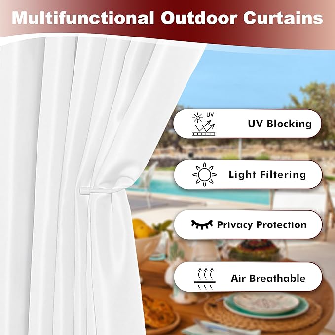 HolidayIdeas White Outdoor Curtains - Image 3