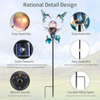 VCUTEKA Solar Lights Outdoor Metal Garden Stake Waterproof Crackle Glass Globe - Image 6