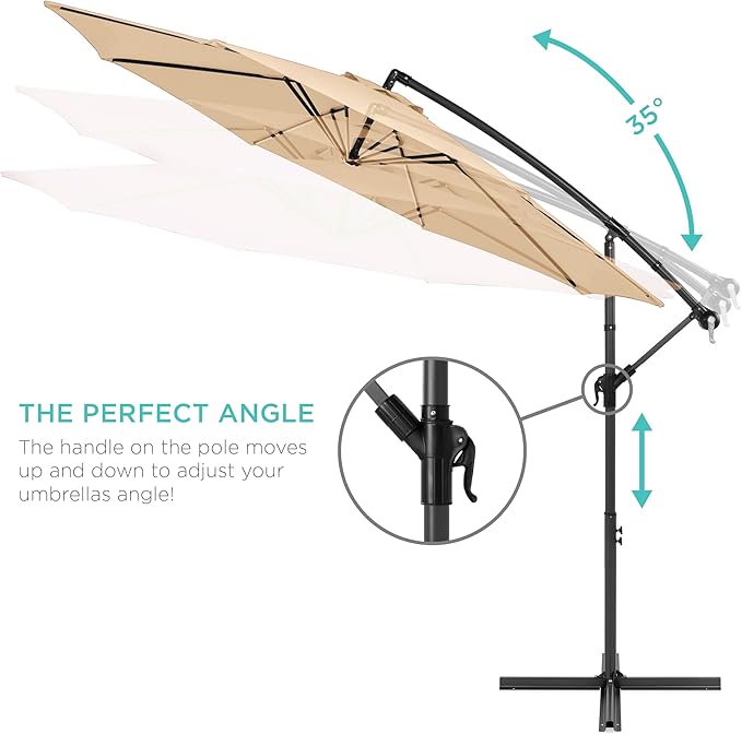 Best Choice Products 10ft Offset Cantilever Hanging Market Patio Umbrella - Image 4
