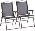 Giantex Set of 2 Patio Folding Chairs, Outdoor Patio Dining Chairs w/Armrest by Giantex