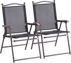 Giantex Set of 2 Patio Folding Chairs, Outdoor Patio Dining Chairs w/Armrest by Giantex