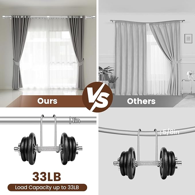 1” Diameter Curtain Rods Itself is 30 to144 inch 1 Pack Fit 30-142 inch - Image 4