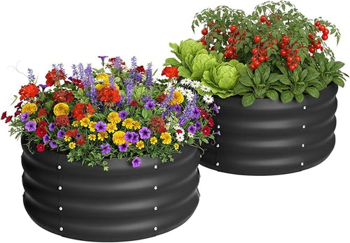 2-Pack 2x1ft Galvanized Raised Garden Bed, Outdoor Planter Bed, Metal Planter by Besebay