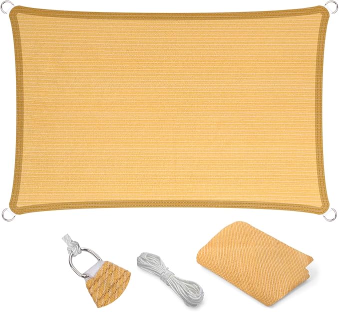 Eden's Decor Straight Flat-Edged Sun Shade Sail Rectangular 11' x 16' Wheat by EdensDecorInc