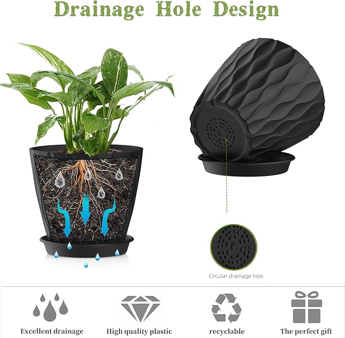 5 Inch Planter Pots, 6 Pack Indoor Planters, Small Flower Pots - Image 4
