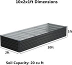 10x2x1 ft Galvanized Raised Garden Bed, Outdoor Planter Box Metal Patio Kit - Image 2