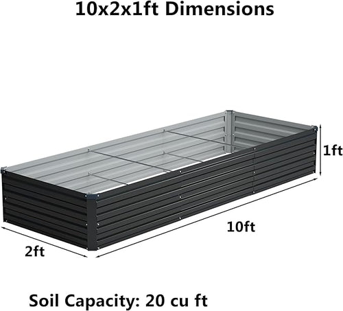 10x2x1 ft Galvanized Raised Garden Bed, Outdoor Planter Box Metal Patio Kit - Image 2