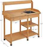 Yaheetech Potting Bench Outdoor Garden Work Bench Station Planting Solid Wood - Image 3