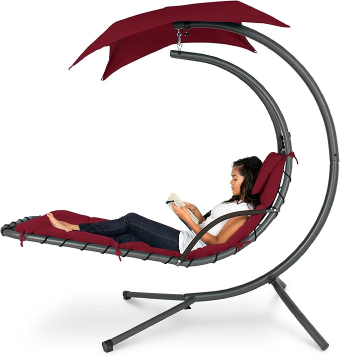Best Choice Products Outdoor Hanging Curved Steel Chaise Lounge Chair Swing by BestChoiceProducts