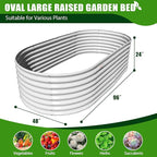 A ANLEOLIFE 6-Set 8X4X2 ft Galvanized Raised Garden Bed Kit, Oval Metal Deep - Image 3