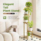 Bamworld Corner Plant Stand Indoor Outdoor, Tall Metal Flower Pot Stands - Image 2