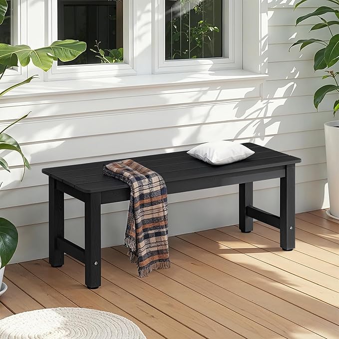 ONBRILL Outdoor Benches Weatherproof, 2-Person Poly Lumber Garden Bench - Image 2