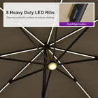 PURPLE LEAF 10 Feet Patio Umbrella Outdoor Cantilever Solar Powered LED Swivel - Image 5