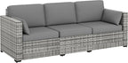 Outsunny Patio Couch PE Wicker Deep Seating Outdoor Sofa by Outsunny
