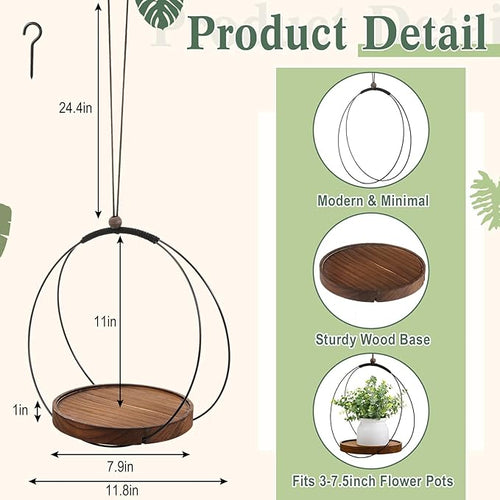 3 Pack Hanging Planters for Indoor Black Plant Hanger - Image 2