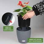Dexceder 9x8 Inches Rattan Self Watering Planter Indoor Outdoor, Inner Pot - Image 5