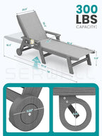 SERWALL Textilene Patio Chaise Lounge Chair Set of 2, 5 Positions Outdoor - Image 3