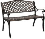 VINGLI 40.5" Patio Garden Bench, Anti- Rust Cast Iron Cast Aluminum Frame by VINGLI