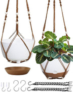 2 Pack Hanging Planters Set, 10 Inch Indoor Outdoor Hanging Plant Pot Basket by Koalaime