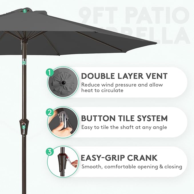 JEAREY 9FT Outdoor Patio Umbrella Outdoor Table Umbrella - Image 2