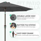 JEAREY 9FT Outdoor Patio Umbrella Outdoor Table Umbrella - Image 2
