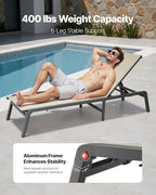 VEVOR Outdoor Chaise Lounge Chair Set of 2, 400 lbs Weight Capacity, Foldable - Image 4
