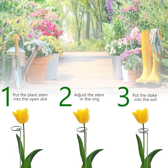 12 Pack 18 Inch Plant Support Stakes, Metal Single stemmed Flower Support - Image 4