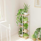 Bamworld Corner Plant Stand Indoor 5 Tier white Plant Shelf - Image 3