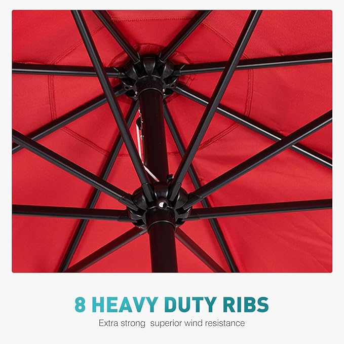 OLIXIS 9ft Patio Umbrella with Tilt and Crank Button & 8 Sturdy Ribs Waterproof - Image 4