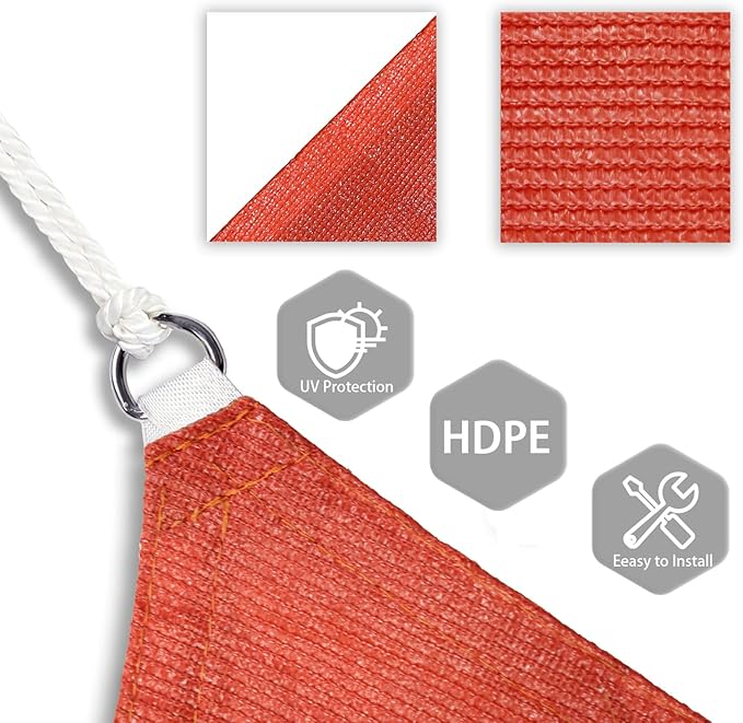 Patio Paradise 8' x 8' x 8' Sun Shade Sail Triangle Canopy Shade Cloth Fabric - Image 3