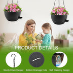 10 inch Hanging Planters for Indoor Plants, 3 Pack Self-Watering Hanging - Image 4