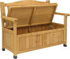 Outvita Outdoor Wood Storage Bench, Wooden Large Deck Box - Image 6