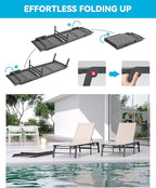 Aluminum Chaise Lounge Chair Outdoor, Foldable Patio Lounge Chair 2 Sets - Image 4