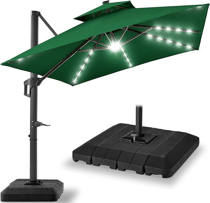 Best Choice Products 9x12ft LED Cantilever Patio Umbrella w/Base Included & by BestChoiceProducts