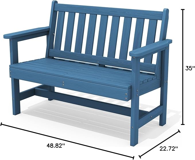 SERWALL Outdoor Bench, HDPE Outdoor Benches Weatherproof, 2-Person Garden Bench - Image 3