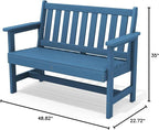 SERWALL Outdoor Bench, HDPE Outdoor Benches Weatherproof, 2-Person Garden Bench - Image 3