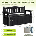 Greesum 80 Gallon Outdoor Storage Bench, Weather-Resistant Deck Box, Patio - Image 3