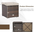 Tangkula 2 Pieces Patio Ottomans, Patiojoy Hand-Woven PE Rattan Side Table - Image 9