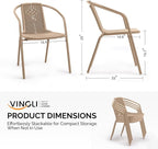 VINGLI PE Rattan Outdoor Dining Chairs Set of 4, Plastic Stackable Patio Chairs - Image 3