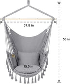 Y- STOP Hammock Chair Hanging Rope Swing, Max 500 Lbs, 2 Cushions Included - Image 5