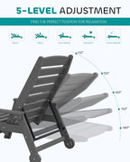 SERWALL Patio Chaise Lounge Chair, Poly Lounge Chair - Image 4