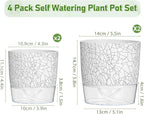 Self Watering Pots for Indoor Plants, 4/5.5 Inch Crackle Pattern Planters - Image 2