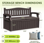 Greesum 80 Gallon Outdoor Storage Bench, Resin Patio Furniture - Image 3