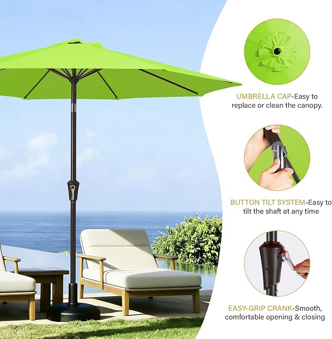 MEWAY 9ft Patio Umbrella Outdoor Table Umbrellas - Image 6