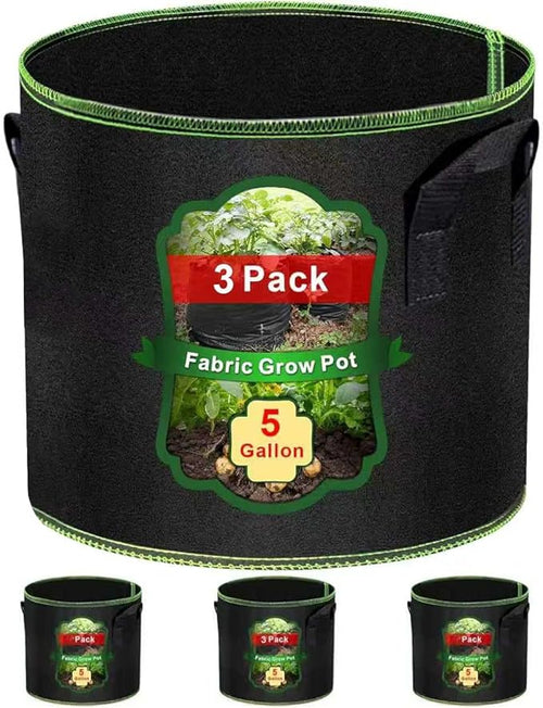 5 Gallon Grow Bags-3 Pack, Thickened Nonwoven Fabric Aeration Planter Bags by Createagardenyoulove