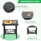 FDW | 3-Piece Patio Furniture Set | Black & Red | Outdoor Wicker Furniture - Image 3