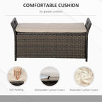 Outsunny 29 Gallon Patio Wicker Storage Bench, Outdoor PE Rattan Patio Furniture - Image 5