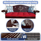 3-Seat Metal Porch Swing 900 LBS Heavy Duty Hanging Bench - Image 2