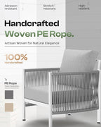 Aluminum Outdoor Patio Couch, 3 Seats HDPE Rope Patio Sofa - Image 4